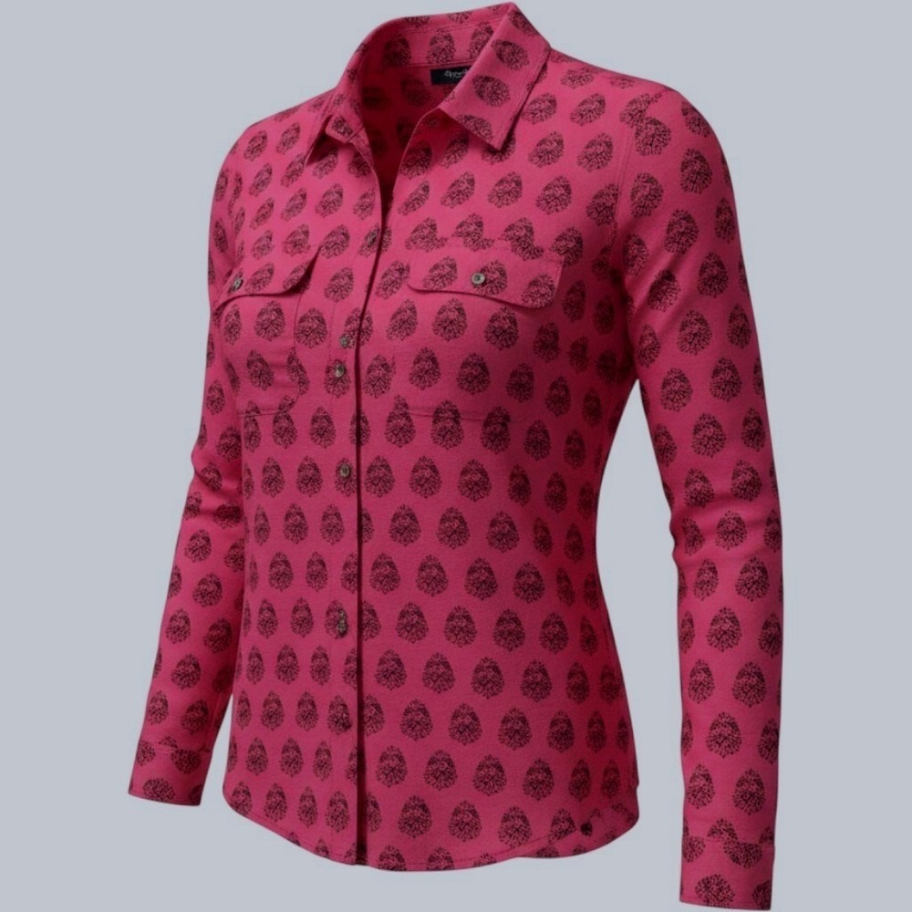 Madewell Red Medallion Block Print Cotton Button Down Shirt A6057 Womens M